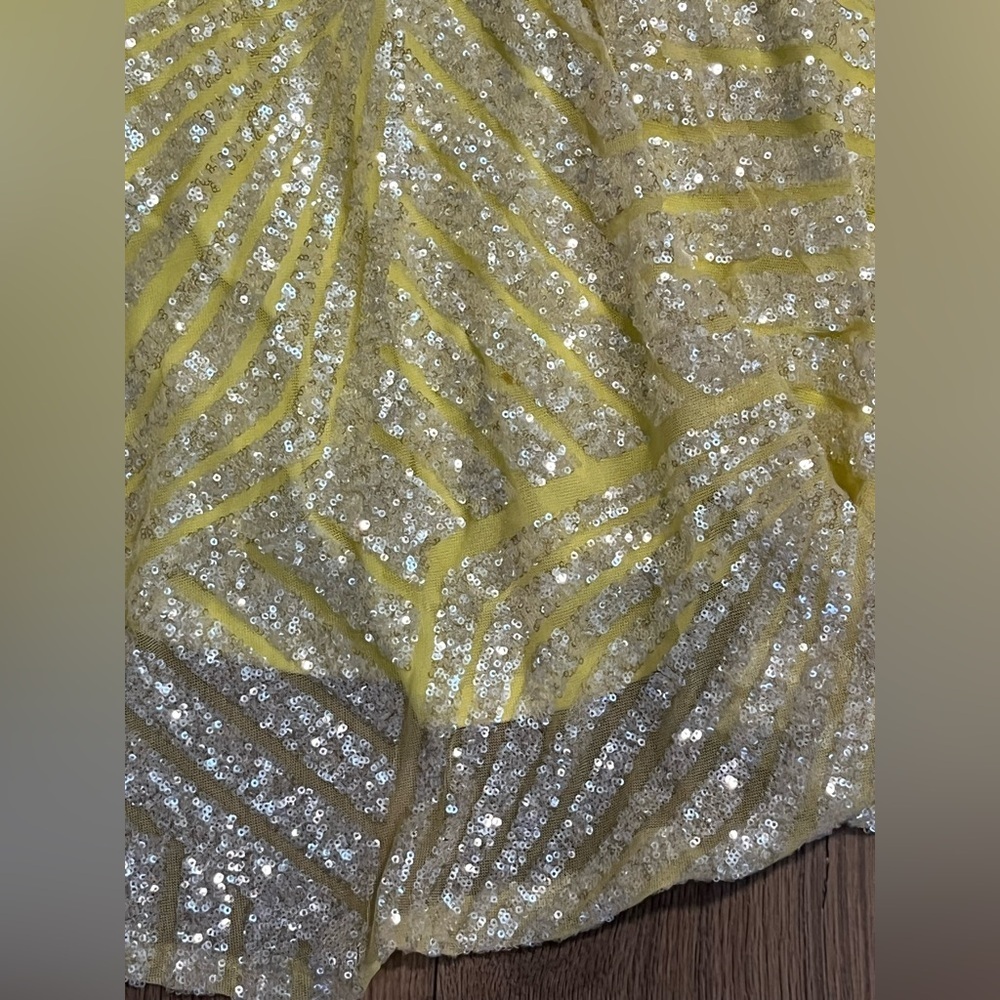 Jovani Size 4 Yellow Sequin Mermaid Gown With Corset Open Back Prom Evening - Picture 9 of 11